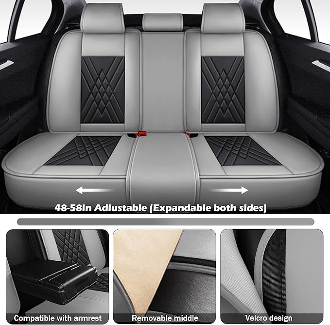 JGDL Car Seat Covers for Subaru Crosstrek 2016-2026, 5 Piece Set Nappa Leather Non-Slip Seat Protectors, Breathable Seat Cover Set. (Standard 5 Seats, Black Grey)