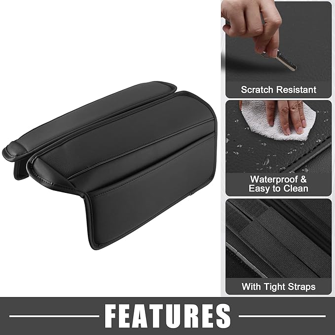 Car Center Console Armrest Cushion Soft Pad Arm Rest Cover Support Black for Nissan Rogue 2021 2022 2023 (Pack of 2)