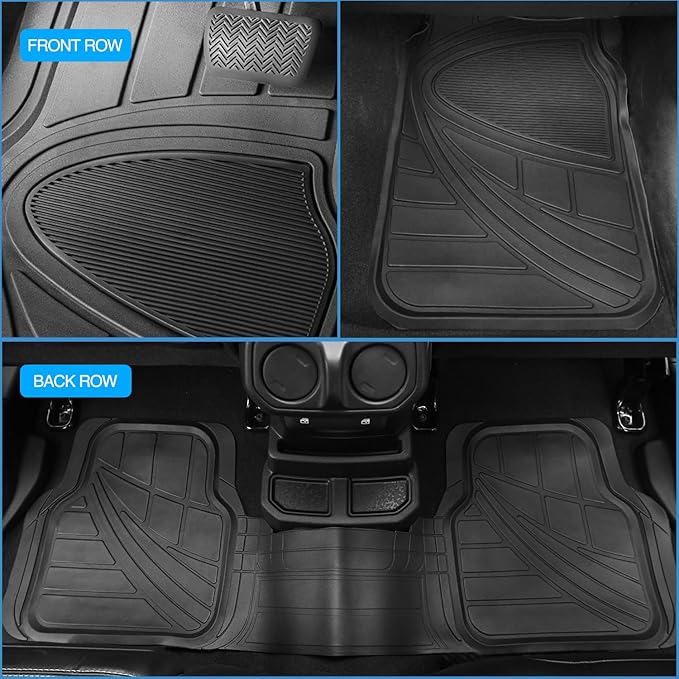Nilight PVC Floor Mats for Cars Trucks SUVs,Universal Trim to fit for Most Vehicles,All Weather Protection Heavy Duty Floor Liners,Pack of 3