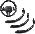 Steering Wheel Covers,3PCs Carbon Fiber Anti-Skid Clip on Car Steering Wheel Cover Protector, Universal 99% Car Wheel Cover Protector,Black