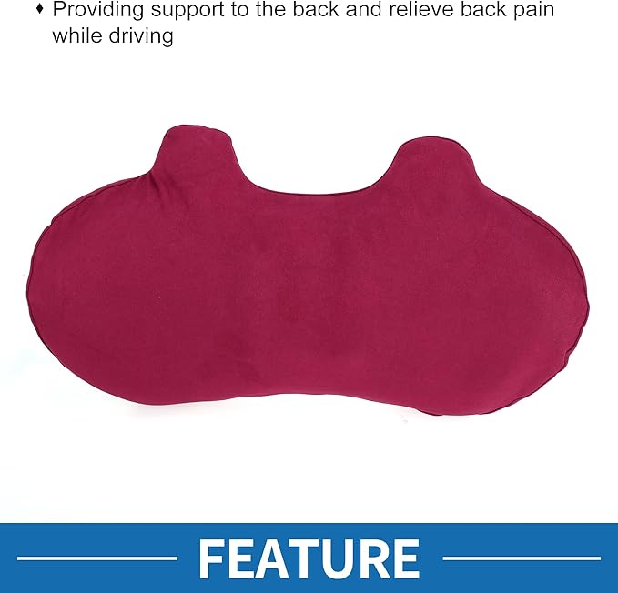 Car Seat Lumbar Massage Lumbar Cushion Memory Foam Support Ergonomic Design 29x50x10cm Suede Wine Red 1 Pc