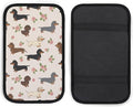 Car Armrest Cover Cute Dachshund Floral, Soft Cushion Pad for Auto Center Console Handrail Box, Universal Fit for Most Cars