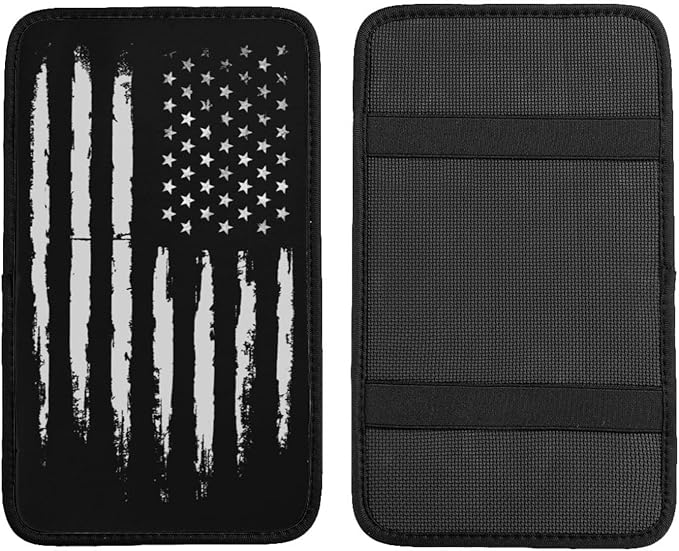 Vintage Black American Flag Car Armrest Cover Auto Center Console Pad Soft Car Armrest Cushion Handrail Box Universal Decoration Cushion