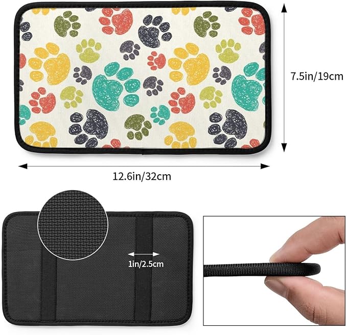 OLIEYFU Dog Paw Pattern Auto Center Console Cover Universal Car Armrest Pad Waterproof Women Men Automotive Interior Accessories for Most Vehicle SUV