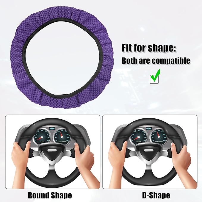X AUTOHAUX Steering Wheel Cover Universal Elastic Stretch Antislip Breathable Microfiber Ice Silk Interior Trim Wheel Protector for Car Truck SUV Purple
