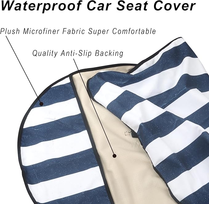 LoyaGour Car Seat Cover Protector Front Seats,for Gym Workout,Running,Swimming,Beach and Hiking,Waterproof Sweat Towel Bucket Seat Covers for Cars SUV Trucks (Blue Stripe, 2Pcs)