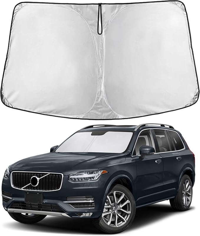 EcoNour Windshield Sun Shade Compatible for Volvo XC90 2016–2026 | Custom Fit Luxury SUV Front Window Sunshade | Foldable Heat & UV Reflective Sun Visor
