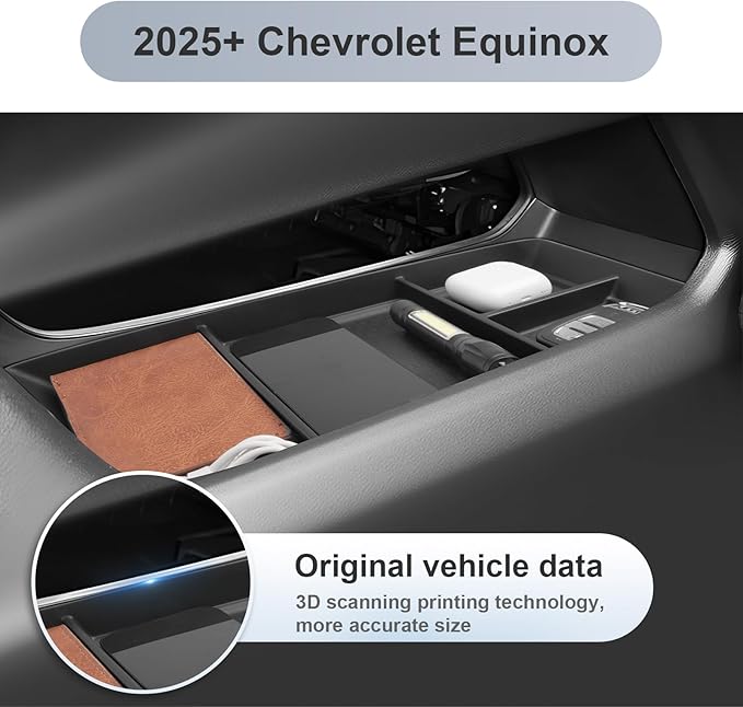 SKTU 3-Pack for 2025 2026 Chevy Equinox Center Console Organizer for 2025 2026 Chevrolet Equinox (LT/ACTIV/RS) Chevy Equinox 2025 2026 Accessories Console Tray Lower Console Tray Dashboard Organizer