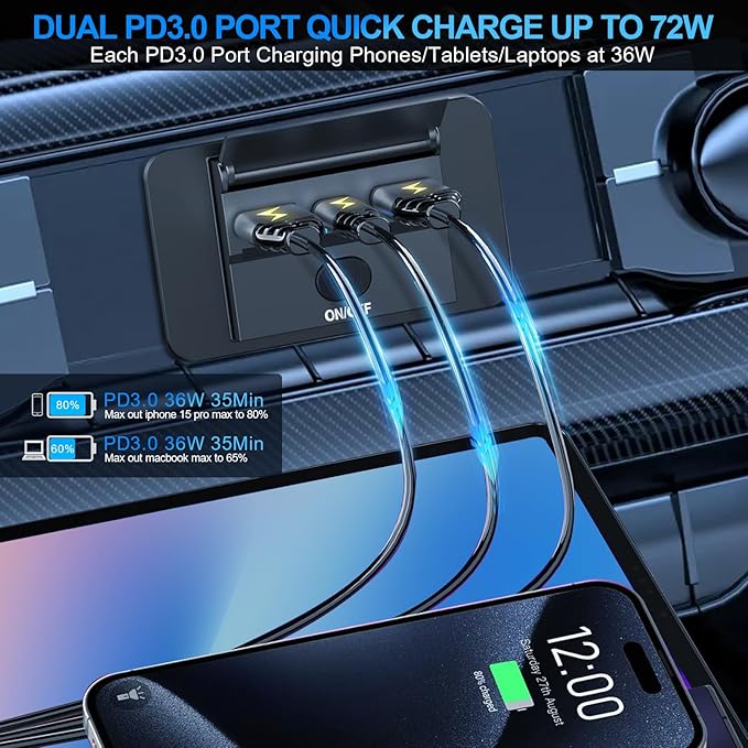 4PCS 3 Ports 12V RV USB Outlet 90W, Dual PD3.0 Type-C Quick Charge 72W & USB QC3.0 18W Panel Wall Mount, Automotive Car USB Socket Charger Adapter for RV Marine Boat Bus ATV Motorcycle Truck