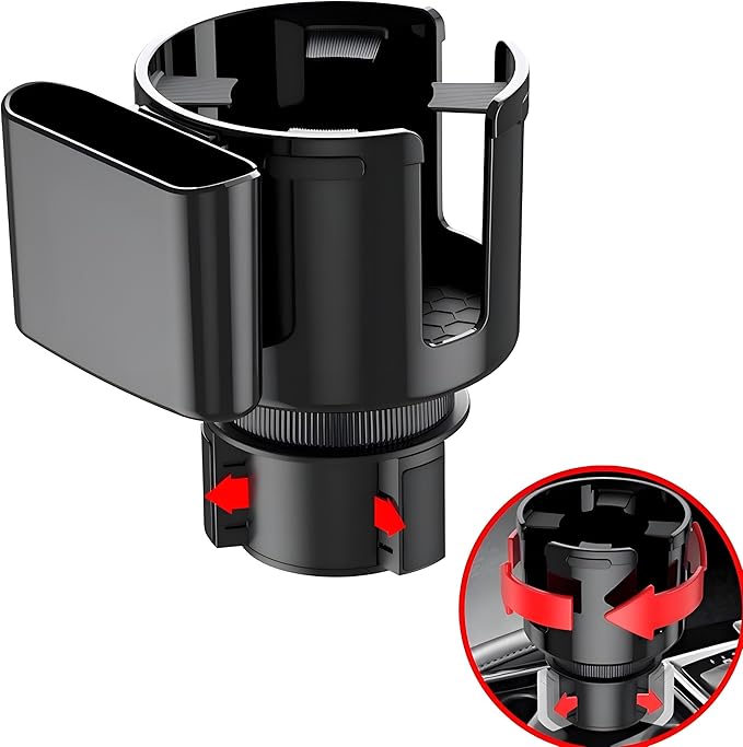 Car Cup Holder Extender with Adjustable Expandable Base, Universal Car Cup Holder Adapter for Large 32/40 oz Bottles & Mugs with Handles, Compatible with Yeti, Hydro Flask, Nalgenes, Black