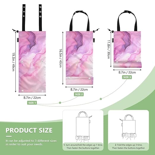 ALAZA Hanging Car Trash Bags Garbage Bag Trash Can for Back Seat Small Marble Hot Pink Washable Storage Bag Retractable 2 Pack