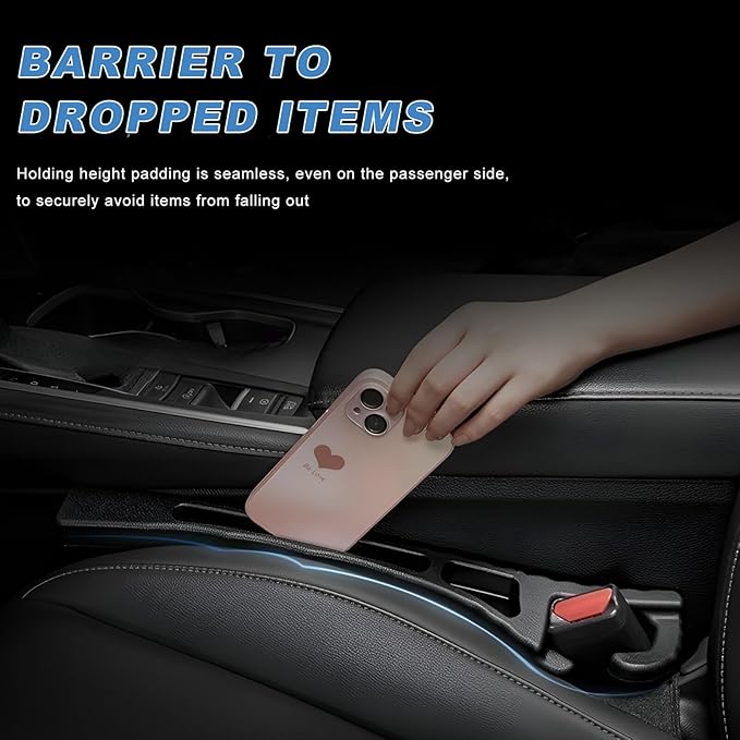 2 PCS Car Seat Gap Filler Organizer, PU Leather Stopper to Fill The Gap Between Seat and Console, Crevice Blocker No Drop Seat Guard Stop Things from Dropping for Trunk Sedan