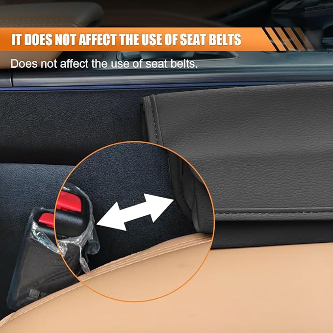 Car Seat Gap Filler Organizer, Leather Waterproof Auto Front Seat Storage Box, Portable Car Seat Side Pocket Organizer, Vehicle Interior Storage Accessory for Phone Glasse Key Card (Black)