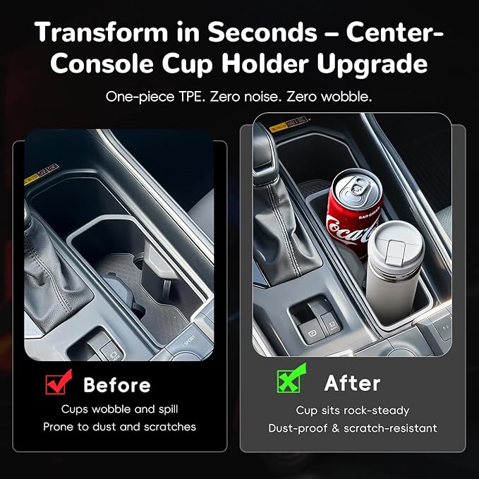 auovo Cup Holder Insert Compatible with Toyota Grand Highlander Accessories 2026 2025 2024 Grand Highlander Car Front Center Console TPE Cup Holder Insert