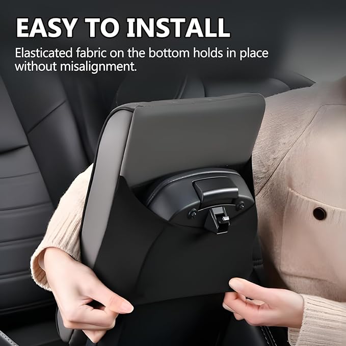 Car Center Console Cover, 12.6"×8.3"×2" Leather Car Armrest Cover, Soft Memory Foam Auto Armrest Cushion Pad, Vehicle Arm Rest Box Protector, Universal Interior Car Accessories (Gray)