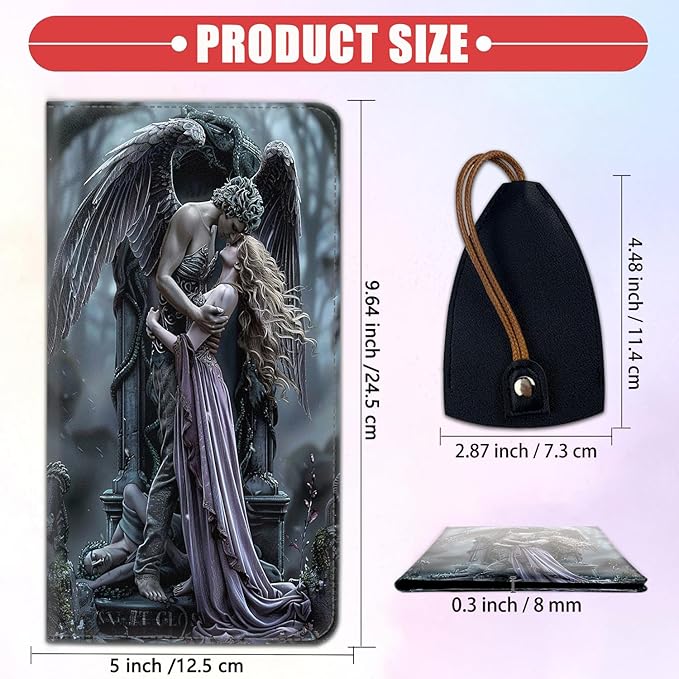 Car Registration and Insurance Card Holder for Women Men, Waterproof PU Leather Glove Box Car Organizer with Magnetic Shut, Vehicle Document Holder for Driver License,Cards, Angel Pattern