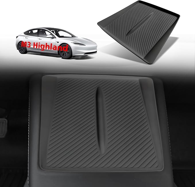 BestEvMod Center Console Wireless Charger Mat Compatible with Refreshed Model 3 Highland 2026 2025 2024 Accessories Phone Charge Area Silicone Mat Non Slip Silicone Pad (Black)