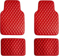 FH Group Floor Protector Mats for Cars, Faux Leather, Universal Fit Automotive All Purpose PU Leather for Most Sedan, SUV, Truck, Red