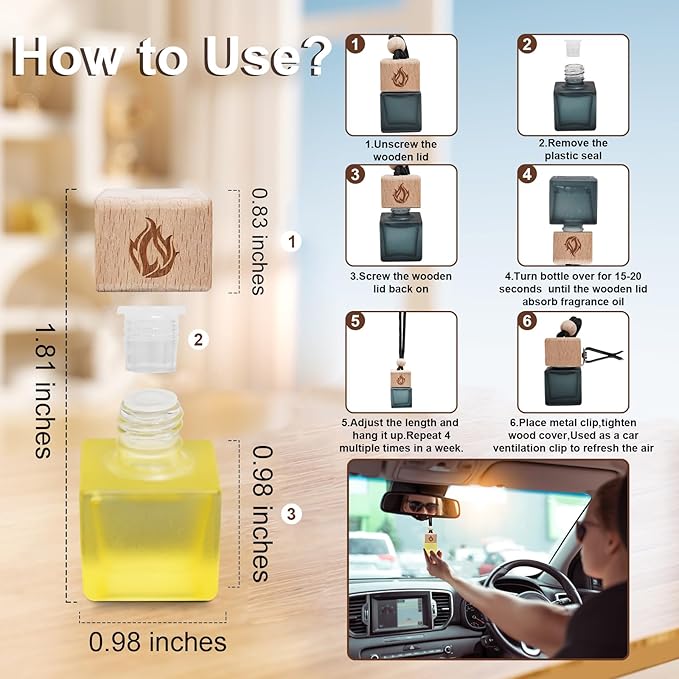 Car Air Freshener Hanging 2 Pack, Teakwood & Cashmere Fragrance Essential Oil Diffuser, Long Lasting Car Scent, Car Accessories for Women Men