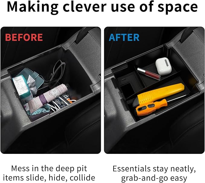 Xaido Center Console Tray Compatible with Ford Bronco 2025 4-Door Automatic Transmission, Center Console Armrest Box Organizer, Black (Not for 2-Door & Bronco Sport)