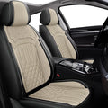 TTX Car Seat Covers Full Set Fit for Ford EcoSport 2018-2026 Breathable Leather Seat Protector with Airbag Compatible Automotive 5 Seat Cushions Cover with Beautiful Patterns (Beige)