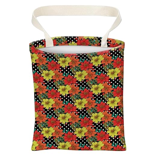 Car Trash Can, Cute Car Trash Bag, Hanging Car Organizer and Storage Bag, Trash Bin for Car Accessories, Vehicle, Travelling, Camping Yellow Red Flower
