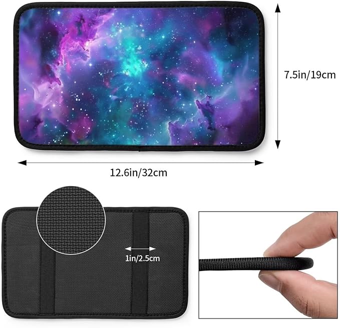 Galaxy Cosmic Car Armrest Cushion Pad Outer Space Center Console Cover Cars Accessories Interior Decor, Nebula Armrest Seat Box Covers Protector