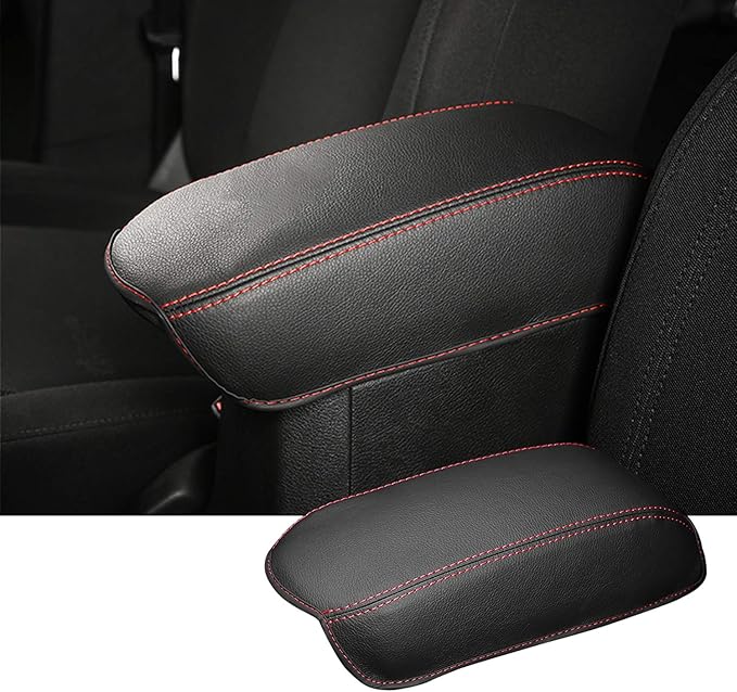 Auto Central Console Armrest Pad Fit for 2015-2022 Renegade Seat Box Cover Jeep Automotive Car Center Console Soft Cushion (Red Line)