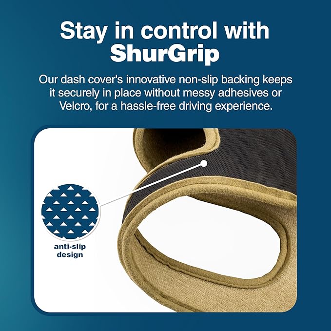 ShadePro ShurGrip Premium Dash Cover for RV & Motorhome | Non-Slip, Luxurious Dashboard Velour Fabric |Reduce Windshield Glare| Pet-Proof & Custom-Fit | Black & Tan Options