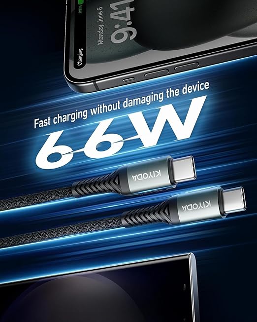 USB C to USB C Cable Coiled 6FT 2Pack, Braided Type C Charger for Car 66W Fast Charging Cord Compatible with iPhone 17 16 15, iPad, Samsung Galaxy, Google Pixel, Moto, LG, TCL Phones