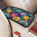 Boho Flower Center Console Cover Art Botanical Bohemian Armrest Pad Protector Abstract Wildflower Arm Rest Seat Box Cover Cushion