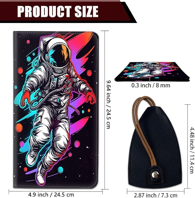 Yuxcfhjfe Car Registration and Insurance Holder, PU Leather Auto Document Holder for Men&Women, Vehicle Glove Box Compartment Organizer with Magnetic Shut for Driver's License, Astronaut Pattern