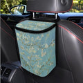 1.2 Gallons Mini Trash Can for Car, Almond Blossoms in Bloom Auto Trash Bag for Car, Adjustable Hanging for Tail of Console/Back of Seats, Odor-Free with Zipper Leak-Proof Lid Design Washable