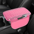 NBTEPEM Bling Pink Car Center Console Cover, Leather Car Arm Rest Cover with 2 Storage Bags, Universal Auto Armrest Protector Storage Box, Pink Bling Accessories Interior for Most Vehicles