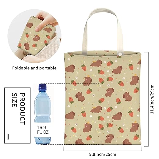 AXZOPDE Cute Car Trash Can, Hanging Canvas Car Back Seat Organizer and Storage Bag, Funny Car Trash Bag For Travelling, Outdoor Cute Bear Strawberry
