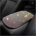 Bling Center Console Cover, Diamond Fashion ArmRest Pad, Crystal Soft Arm Rest Protective Cushion, Car Accessories for Women Girls, 11.8"×8.5" for Most of Vehicles, SUVs, Trucks (Black&MultiColour)