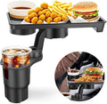 3-in-1 Car Cup Holder Tray, 10.24" Car Trays Organizer with Double Cupholders & Phone Holder for Eating, Travel