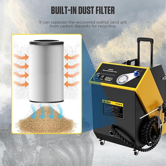 Dual-Mode Walnut Blaster, with 23 Pcs Adapters Walnut Blasting Machine for Cleaning the Highly Sticky Automotive Engine System Intake Pipe Exhaust Valve De-Carbon, Adjustable Pressure Easy Move,1800W