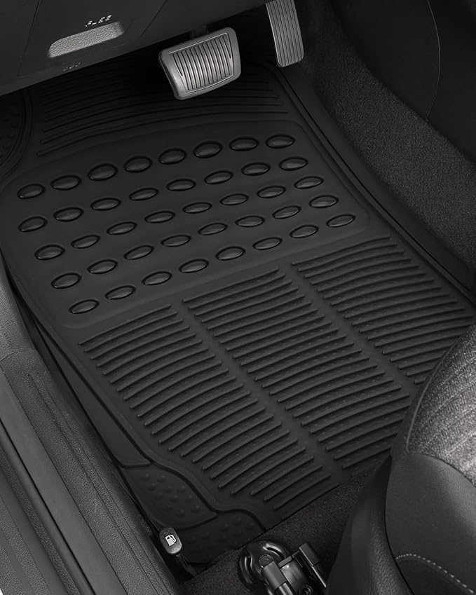 Sealight Rubber Car Floor Mats: Trim-to Fit Automotive Floor Mats for Cars Trucks SUV, Full Set Floor Liner for All Weather