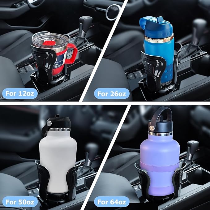 Car Cup Holder Expander, Cup Holder Insert Adapter with Expandable Arm and Adjustable Base,Fits Car, Truck, RV, SUV 12-64 oz and Big Bottles Mugs in 3'' - 6.2''Most Coffee Mugs Bottles,Cups