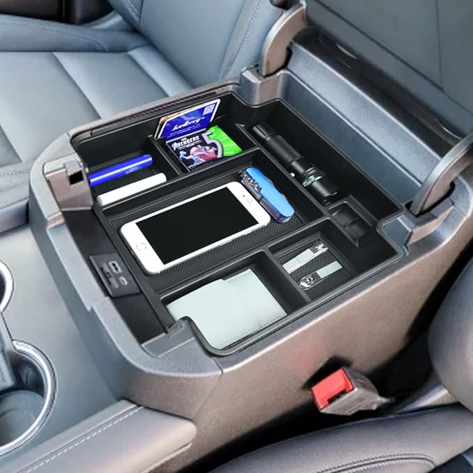 EDBETOS Full Size Center Console Organizer Tray Compatible with 2021-2025 Chevy Tahoe/Suburban and 2021-2024 GMC Yukon, Fit Standard Console with Charging Socket Only, NOT for Power Sliding Console.