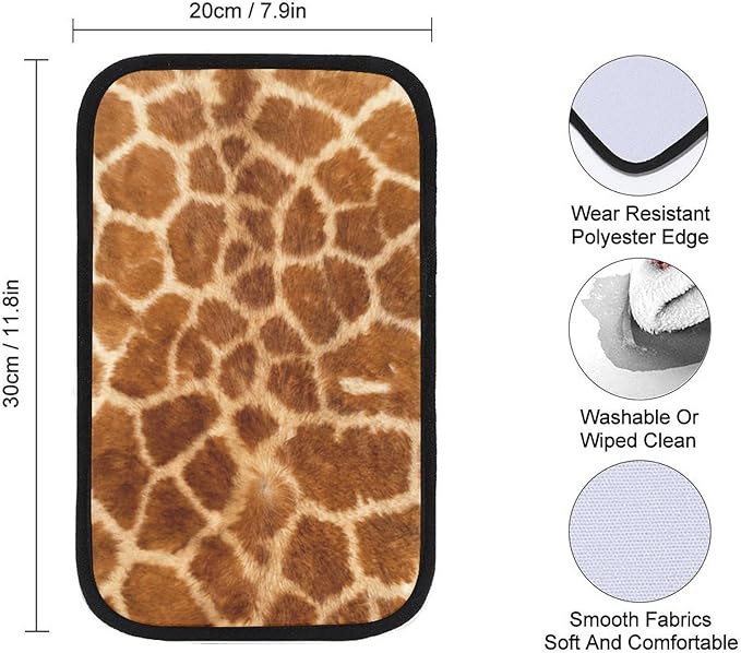 Animal Giraffe Print Car Center Console Cushion Pad,Waterproof Armrest Seat Box Cover Protector,Comfortable Car Decor Accessories Fit for Most Cars, Vehicles, SUVs