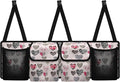 CLOHOMIN Heart Car Trunk Organizers and Storage Valentine's Day Backseat Car Organizer with Net Pink Car Storage Bag with 4 Pockets Car Accessories Gifts for Women