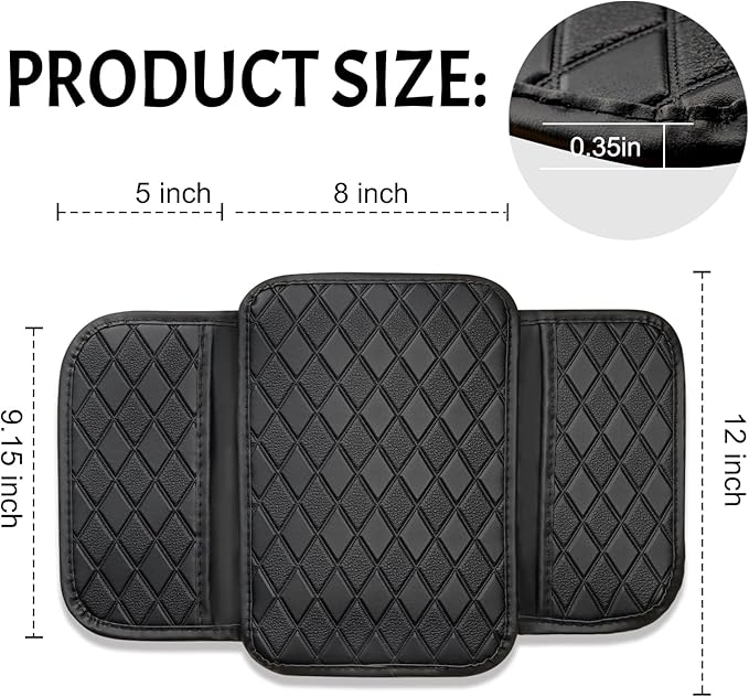 Center Console Cover Universal Armrest Cover with 2 Storage Bags Leather Car Middle Console Cover Arm Rest Cover for Car Interior Accessories Protector for Most Vehicle