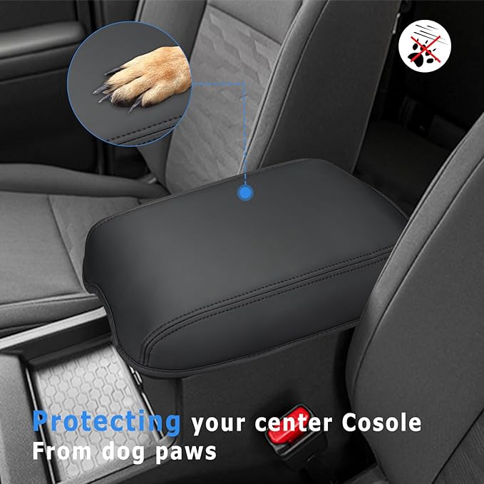 INTGET Center Console Cover for 2022-2025 2026 Nissan Frontier Accessories Leather Middle Console Cover Arm Rest Lid for Nissan Frontier Pro 4X Accessories S/SV/PRO-X/SL/Hardbody (Black Stitches)