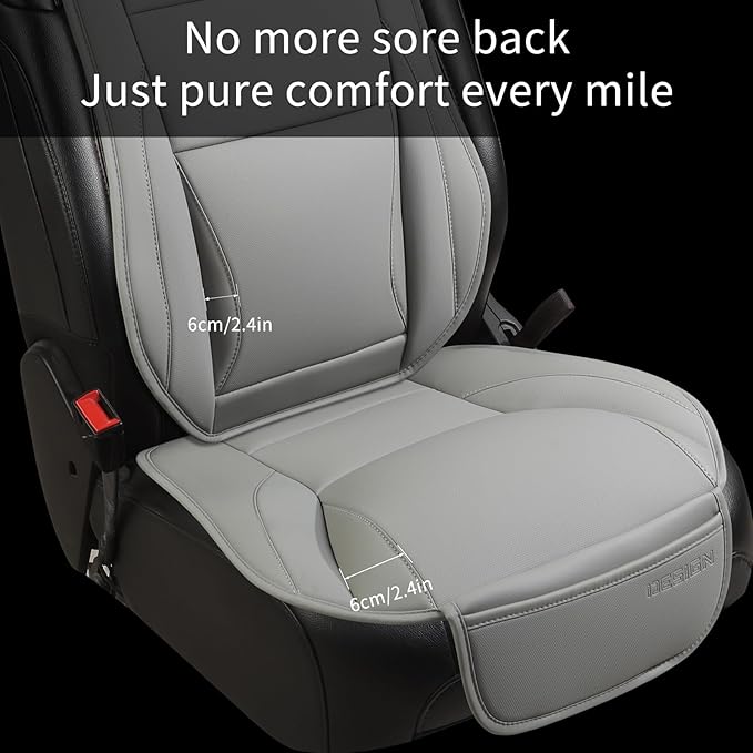 Gripure Car Seat Cover Protector for Front Seats – Waterproof, Breathable Faux Nappa Leather, Airbag Compatible, Dual Support for Waist & Legs, Universal Fit for Sedans, SUVs, Pickups (2pcs, Gray)