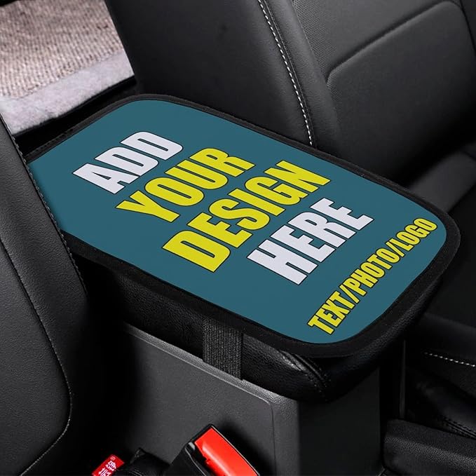 Customized Car Armrest Cushion Personalized Text Image Logo Custom Auto Center Console Armrest Pad Cushion Universal Deco Pad Center Console Cover for Car Seat Handrail Box, Blue Green