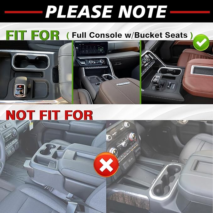 Muslogy Center Console Cup Holder Inserts Compatible with 2022-2024 2025 Chevy Silverado & GMC Sierra Accessories Middle Console Drink Holder TPE Organizer Non-Slip Drink Stopper(Bucket Seat Only)