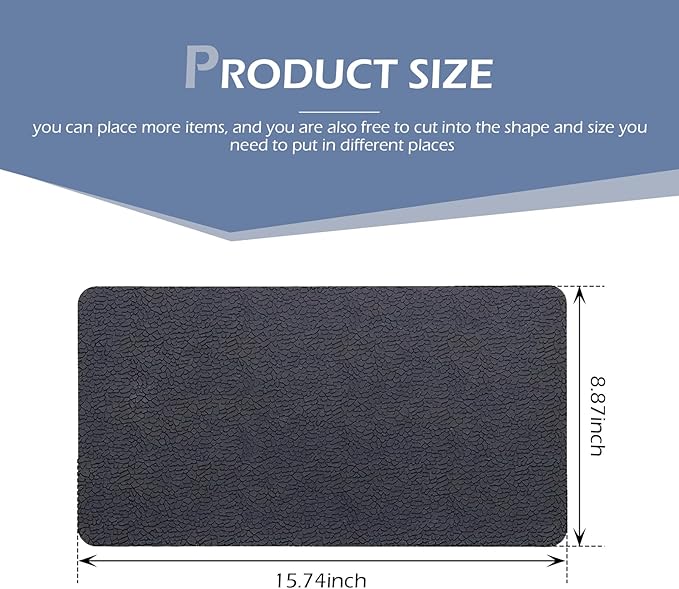 leechio 1 PC Car Dashboard Non Slip Mat, Universal Dash Rubber Pad, Lengthen High Temperature Resistant Central Control Instrument Trolley Built-in Mat, for Cell Phones Sunglasses Coins Keys (Black)