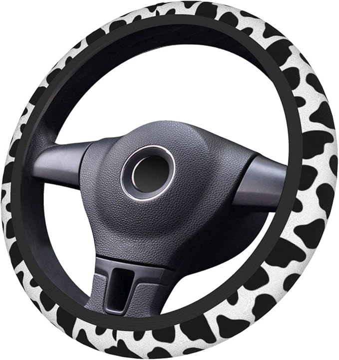 Cow Print Universal 15 Inch Steering Wheel Covers Non Slip Neoprene Car Wrap Cover For Adults
